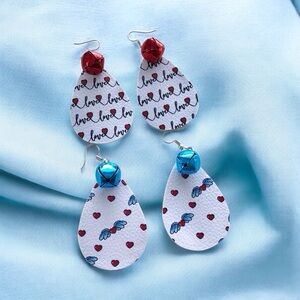 🆕 Spread the Love Faux Leather Earrings with Bells